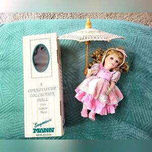 1) Seymour Mann Retired Golden Hair Pink & Paisley Dreaaed Porcelain Doll BOXED